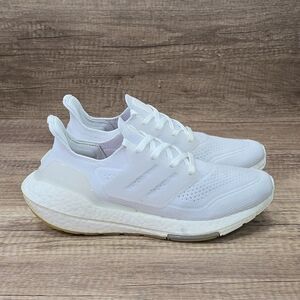 Adidas Ultraboost 21 Women's Size 7 Triple White Running Shoes Sneakers (FY0403)